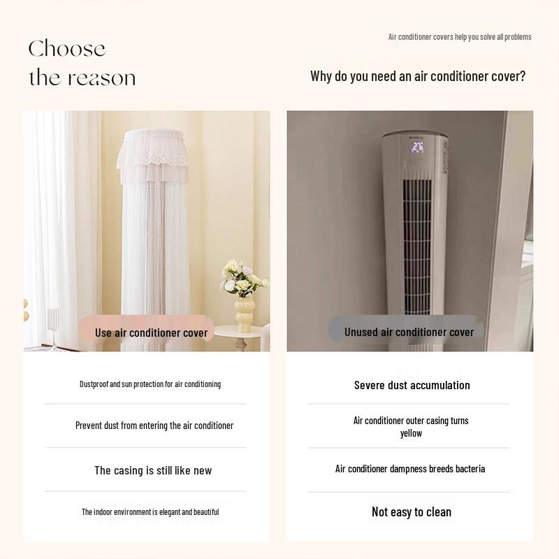Cylindrical Vertical Air Conditioner Windshield – Anti-Direct Blow, No-Removal, Dust Cover Sleeve.