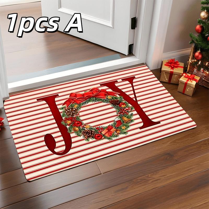 1pc Christmas Door Mat Holiday Home Decoration Waterproof And Slip-Resistant Easy To Clean Floor Mats For Toilet Entrance Hall
