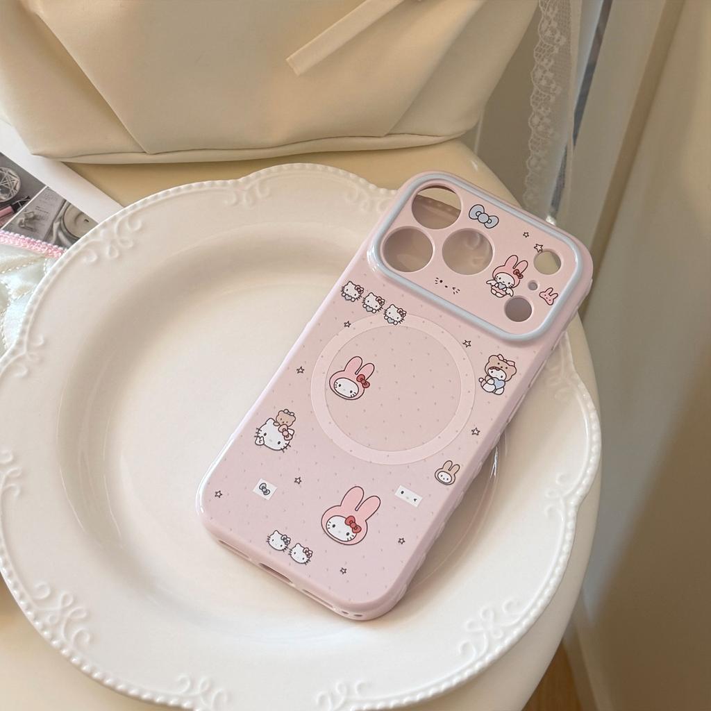 Sweetheart Cat is suitable for Apple devices17promax Phone case iphone16Girly Pink11Soft15Magnetic Bracket13