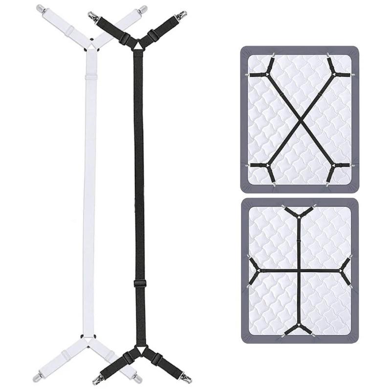 2pcs Adjustable Triangle Elastic Suspenders Gripper Holder Straps Clip for Bed Sheets Mattress Covers Sofa Cushion Band Belt
