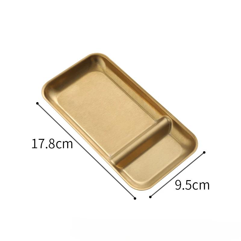 Stainless Steel Compartmentalized Snack Plate Gold Fried Chicken Sauce Dessert Bread Tray Silver with Vinegar Dish Rice Plates