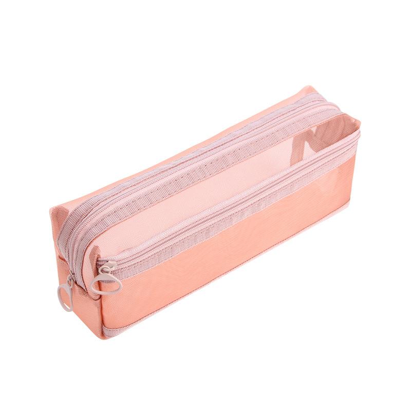 New Nylon Mesh Double-layer Pencil Case Student Special Stationery Bag Portable Transparent Dirt-resistant Pencil Case