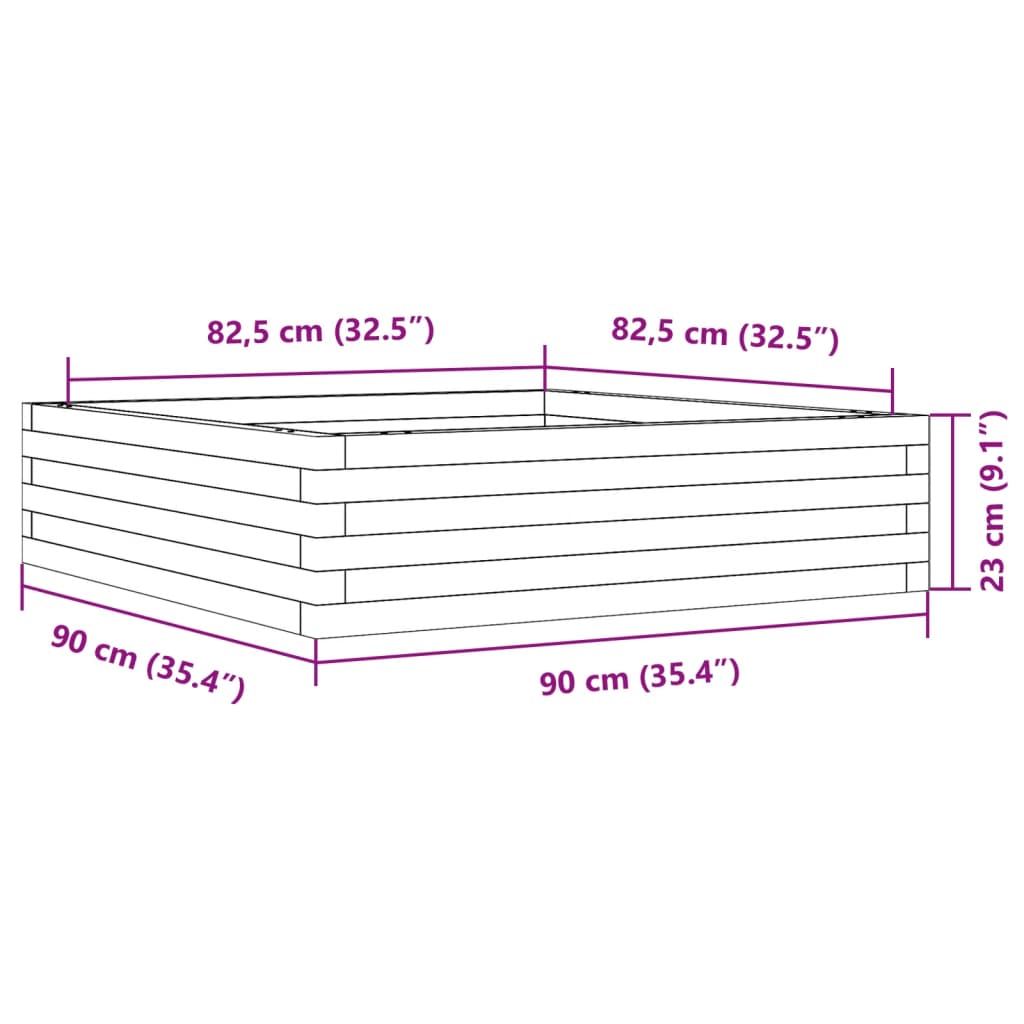 Plant Pot White 90x90x23 Cm Solid Pine Wood