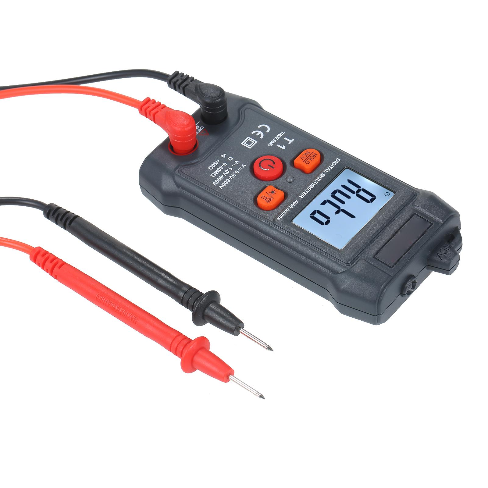 

NJTY Palm size LCD Digital Multimeter Auto Range NCV 4000 Counts True RMS Smart Universal Tester 600V Voltmeter Ohm and чорний