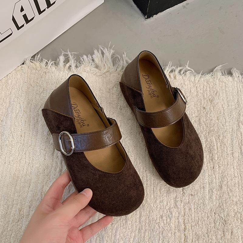 

Retro leopard print Mary Jane shoes women s autumn 2025 new French light mouth single shoes one word with flat ballet shoes 40 темно-коричневого