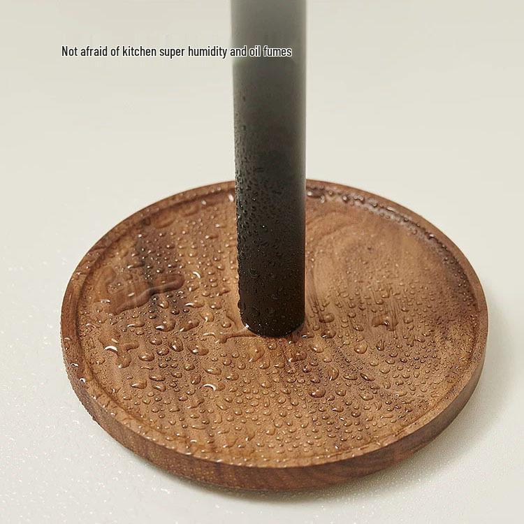 Natural Wood No-Punch Kitchen Paper Towel Holder and Hanging Rack