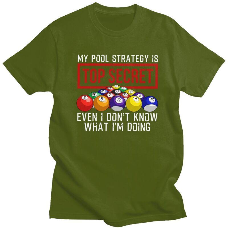 Funny Pool Player Billiards Quotes Tshirt for Men Short Sleeves Awesome Graphic Clothing Loose Oversized Pure Cotton Camisetas