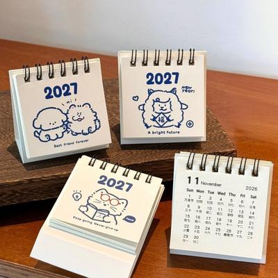 Paper Material 2027 Mini Desk Calendar Portable Design Desktop Calendar Gift Giving