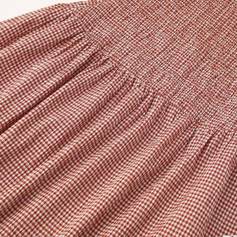 Kaslead New Arrival Women's Clothing Fashion Style Fashion Minimalist Grid Midi Skirt Dress 3067329061