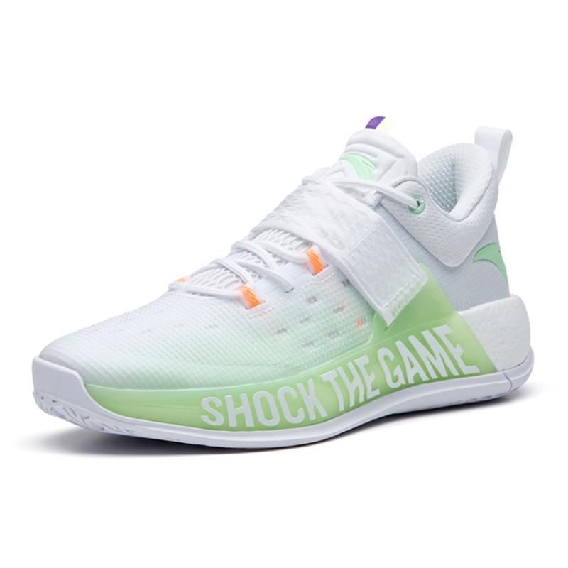 Anta Hengsao4 Cushioning Anti-Slip Wear-Resistant Breathable Lightweight Rebound Low-Top Basketball Shoes White Green Sneakers 112231608-1