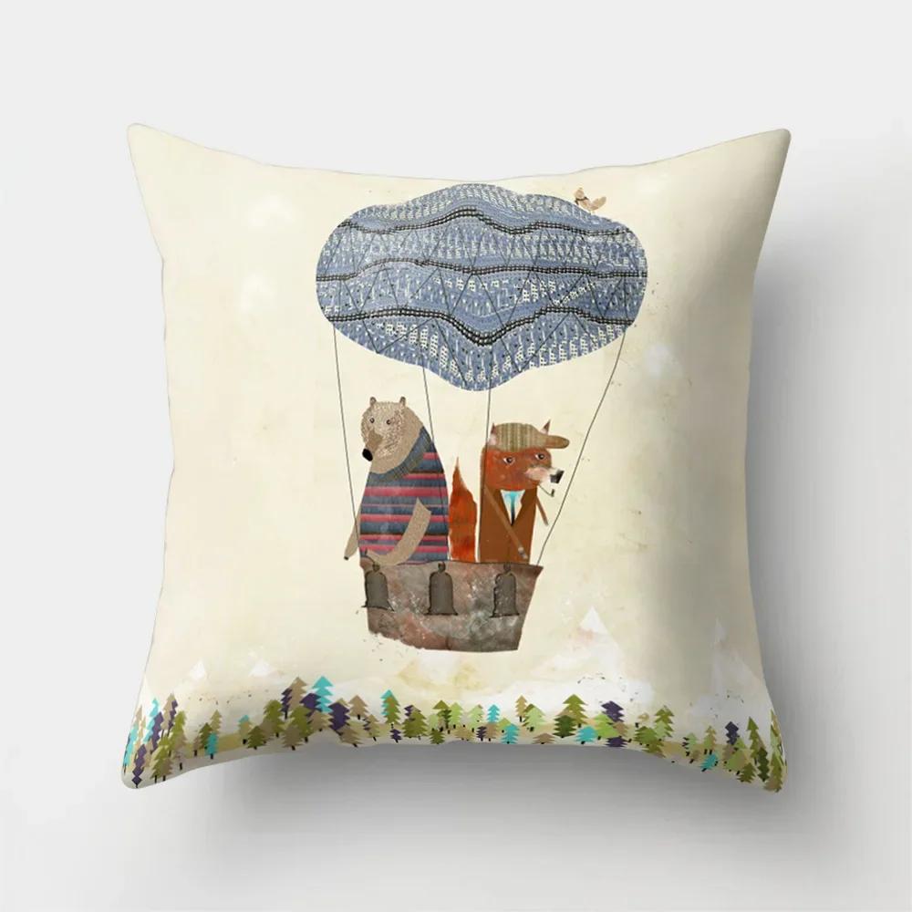 

Чехол для подушки с милой лисой, диван, автомобиль, офис, гостиная, домашний декор, подушка с животным для спальни 30x30cm бежевый