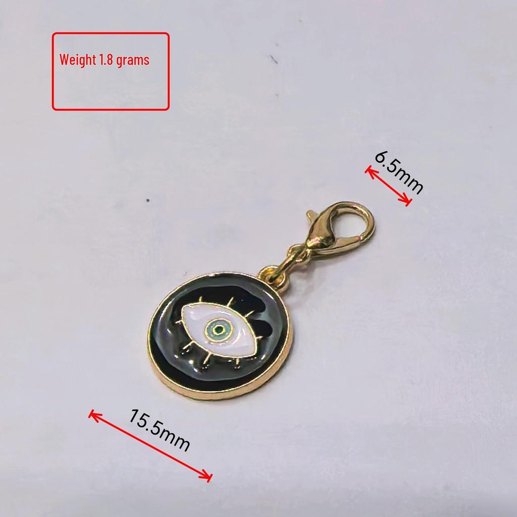 Ciondolo Tirazip Occhio Malvagio Dorato - Charms Rotondi in Lega Smaltati a Goccia per Accessori Abbigliamento Fai da Te