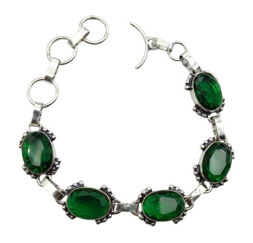 Green Garnet Gemstone Silver Plated Handmade Bracelet Jewelry BR 64