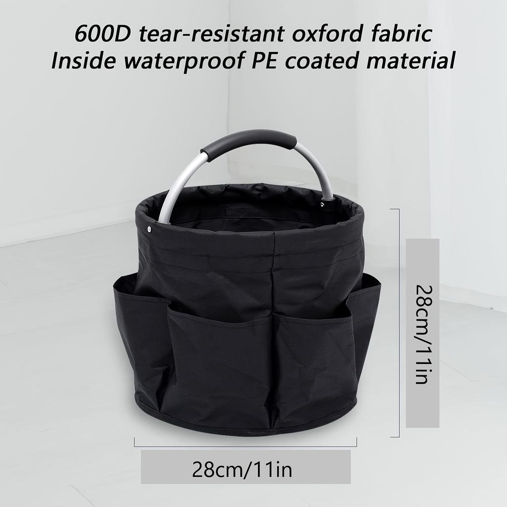 1pc 600D Oxford Cloth Bucket Tool Organizer Bag, Storage Basket With 6 Compartments And Large Central Compartment