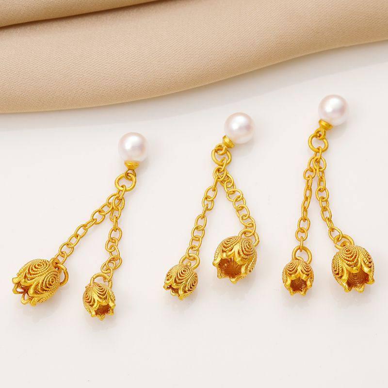 Gold-Plated Butterfly and Lotus Pod Charm for DIY Jewelry