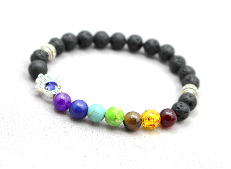 Colorful Agate & Lava Stone Energy Bracelet with Natural Beads