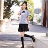 Thai Style Girls' Short/Long Sleeve School Uniform Shirt with Embroidered Badge for JK High School Students