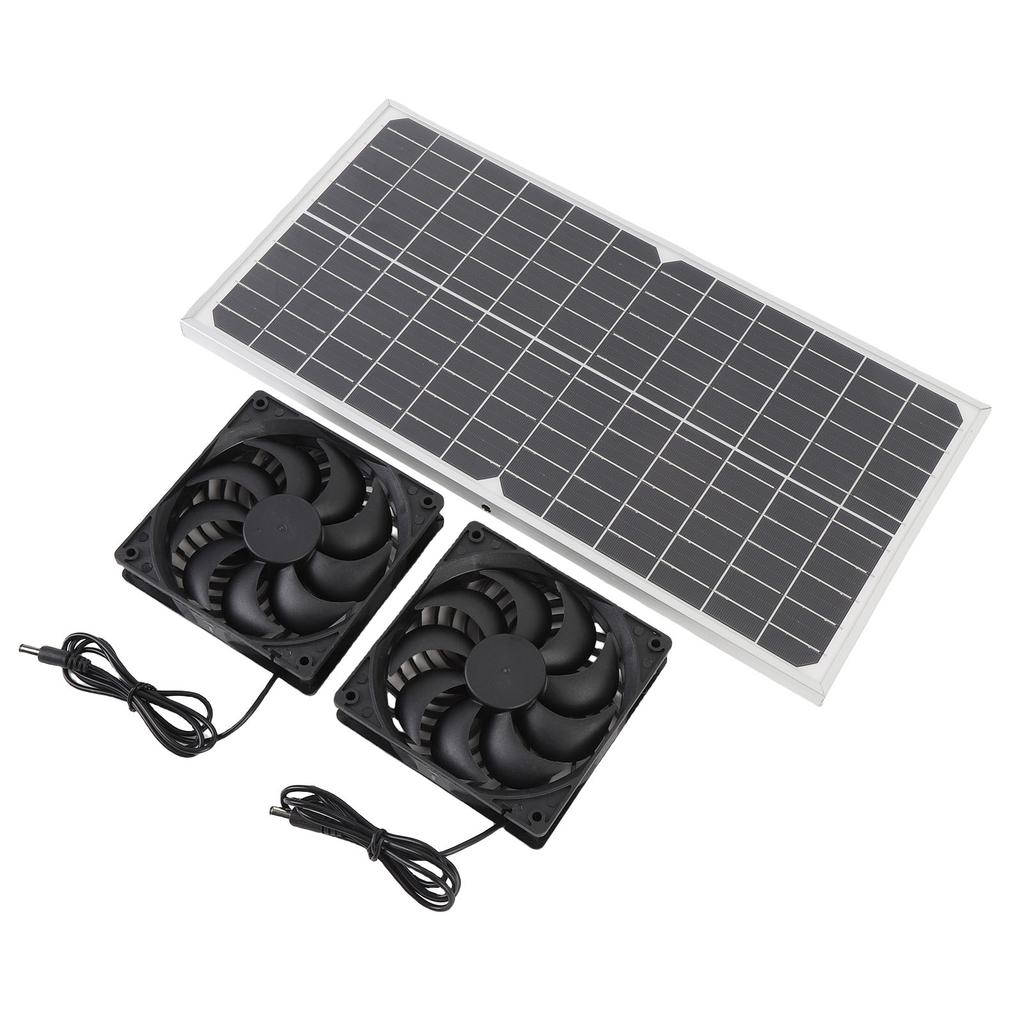 80W Double Solar Exhaust Fan with Monocrystalline Silicon Panel IPX7 Rain Proof High Speed Low Noise 6.7in Solar Ventilation Fan for Pet House