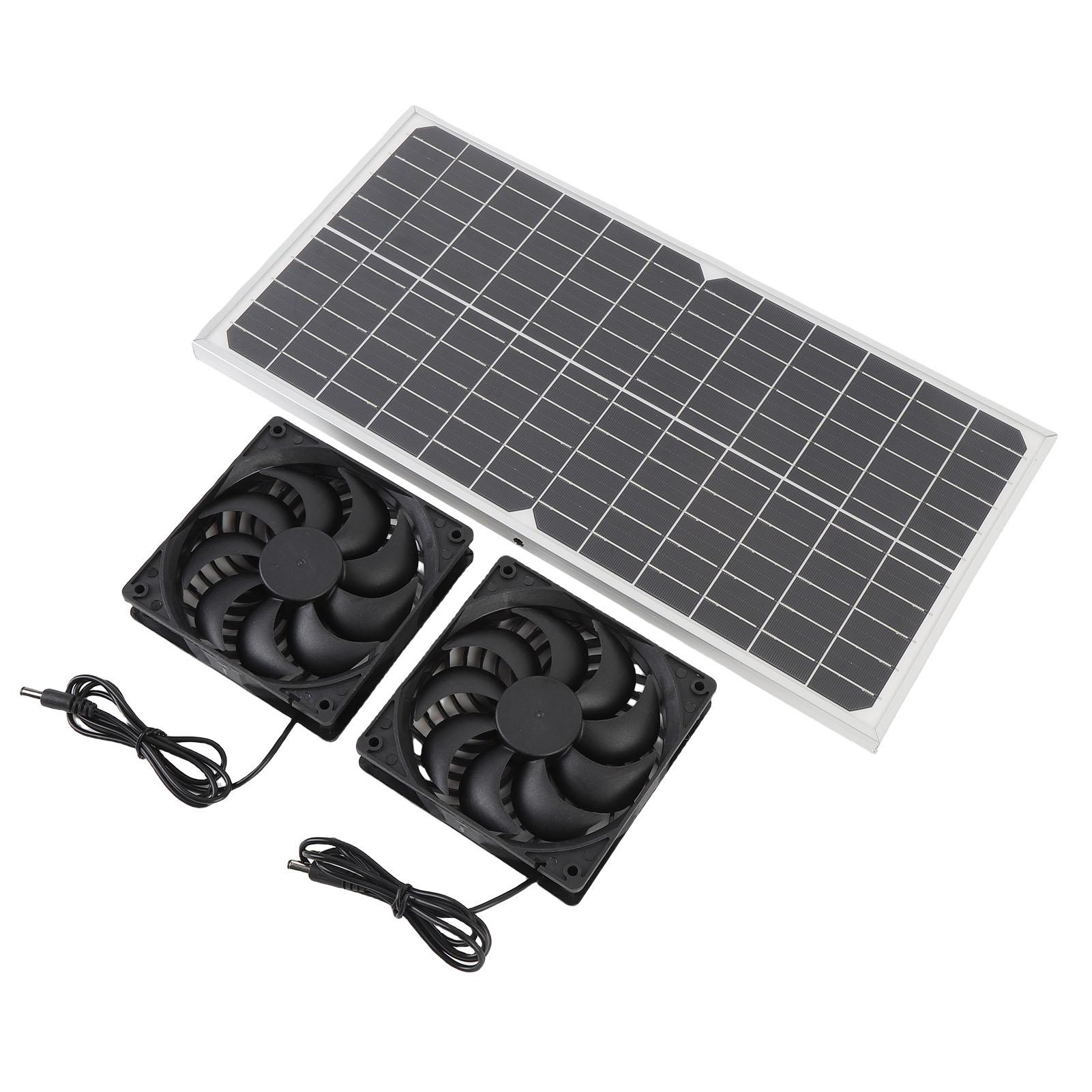 

80W Double Solar Exhaust Fan with Monocrystalline Silicon Panel IPX7 Rain Proof High Speed Low Noise 6.7in Solar Ventilation Fan for Pet House