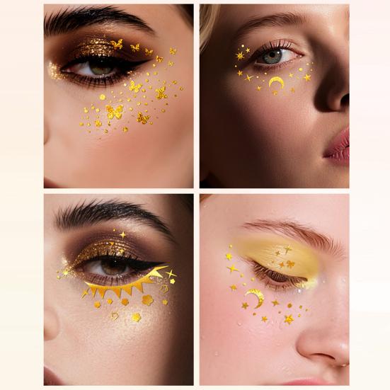 Temporary Tattoos Stickers, The Corner of The Eye Tattoos with Heart Star Pattern, Temporary Body Art Stickers for Adults Kids Party Use