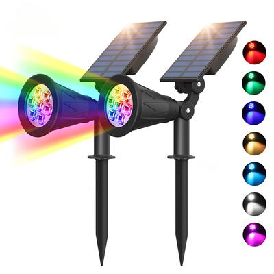 1pc/2pcs 7LED Solar Spotlight Auto Color-Changing Outdoor Lighting Garden Solar Lamp Landscape Wall Light for Decoration