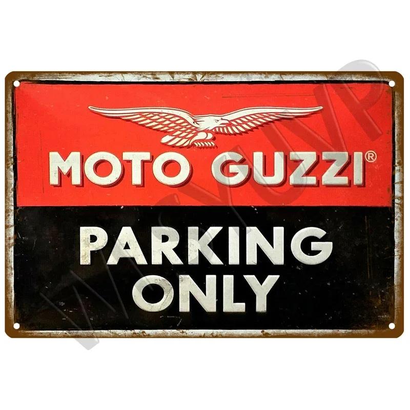 Moto Guzzi Gammal Man Plakett Metall Vintage Tennskylt Shabby Chic Dekor Metallskyltar Vintage Barinredning Metallaffisch Metallplatta