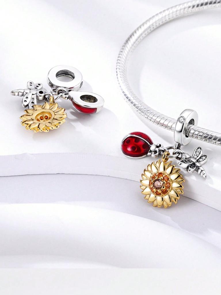 Charms Plata Spring Flowers Beads Charm Copper Plated Fit Charms Copperoriginal Bracelet For Jewelry Making Diy Charm