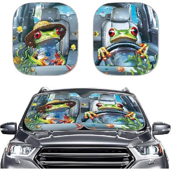 KEIAHUAN Customized Auto Front Window Visor Sun Shade Universal Windshield Sunshade for Car Truck SUV 2-Piece