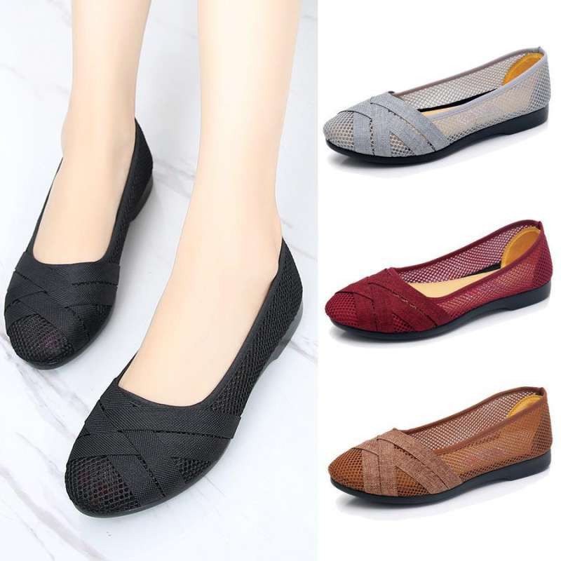 Summer old north cloth shoes women's breathable mesh pregnant women's non-slip soft-soled single shoes hollow flat-soled work shoes mother shoes