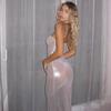 2024 Summer Women's Silver Mesh Bodycon Dress - Spaghetti Strap, Sexy, See-Through, Nightclub Fashion