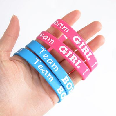 20pcs Bracelets en Silicone Révélation de Genre Équipe Garçon Équipe Fille Bracelet Jeux de Fête Cadeau Décoration Garçon ou Fille Faveurs Baby Shower