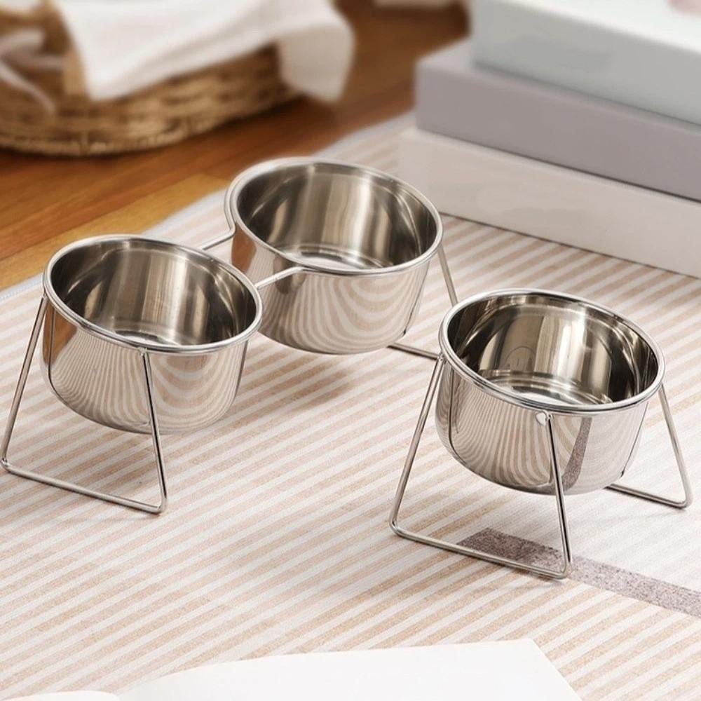 Anti-Tipping Stainless Steel Cat Bowl with Stand Sturdy Neck Protector Bowl Rust Proof Fall-Resistant Elevated Cat Food Bowl