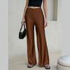 Calças de Seda Cetim de Cintura Alta para Mulheres Calças de Perna Larga de Corte Solto Roupa da Moda Casual de Negócios Calças de Loungewear Calças Elegantes para Trabalho de Escritório para Mulheres