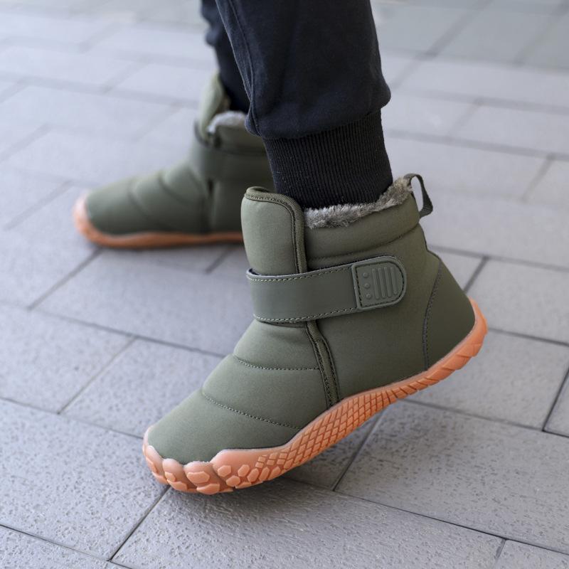 Children High-top Snow Boots Kids Plush Boots Winter Warm Cotton Shoes Anti-slip Casual Walking Shoes Waterproof