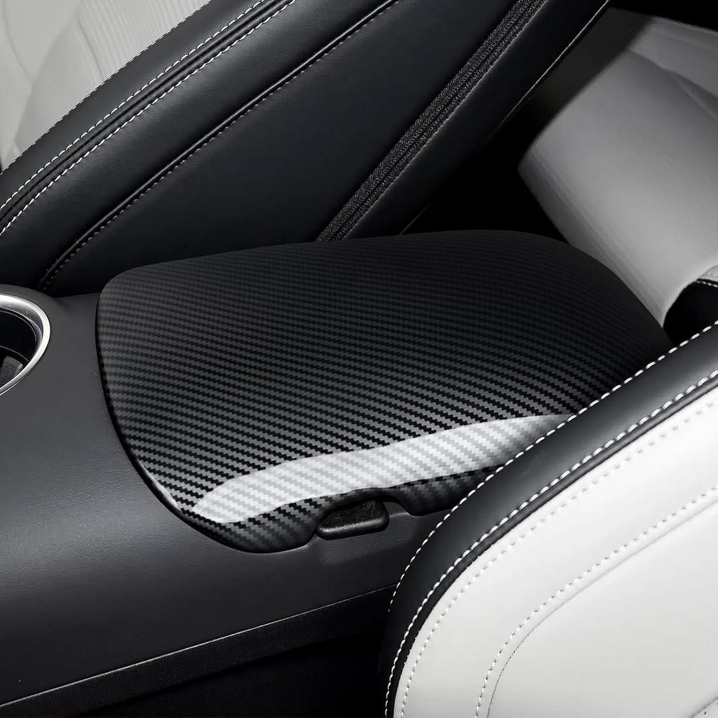 Car Center Console Armrest Storage Box Sticker ABS Carbon Fiber Decal Interior Trim Cover for Ford Mustang 2015-2026 / Shelby GT350 2015- / GT500 -