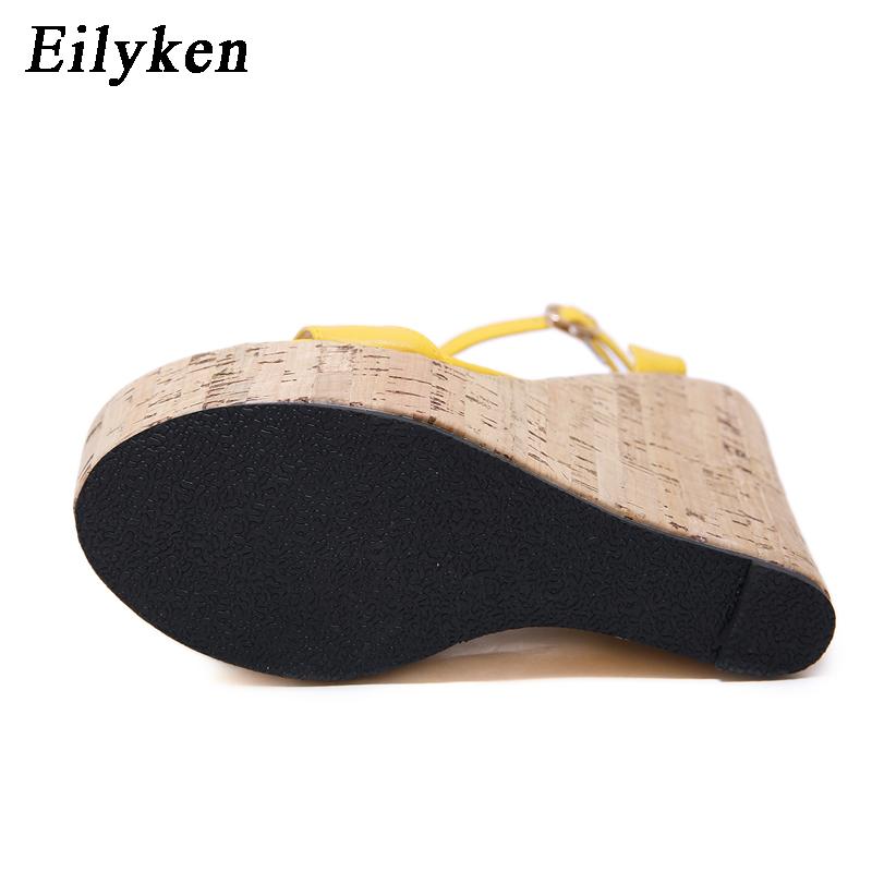 Fashion Eilyken Open Toe Ankle Strap Platform Wedges Women Sandals Super High Cover Heel Gladiator Buckle Ladies Summer Shoes