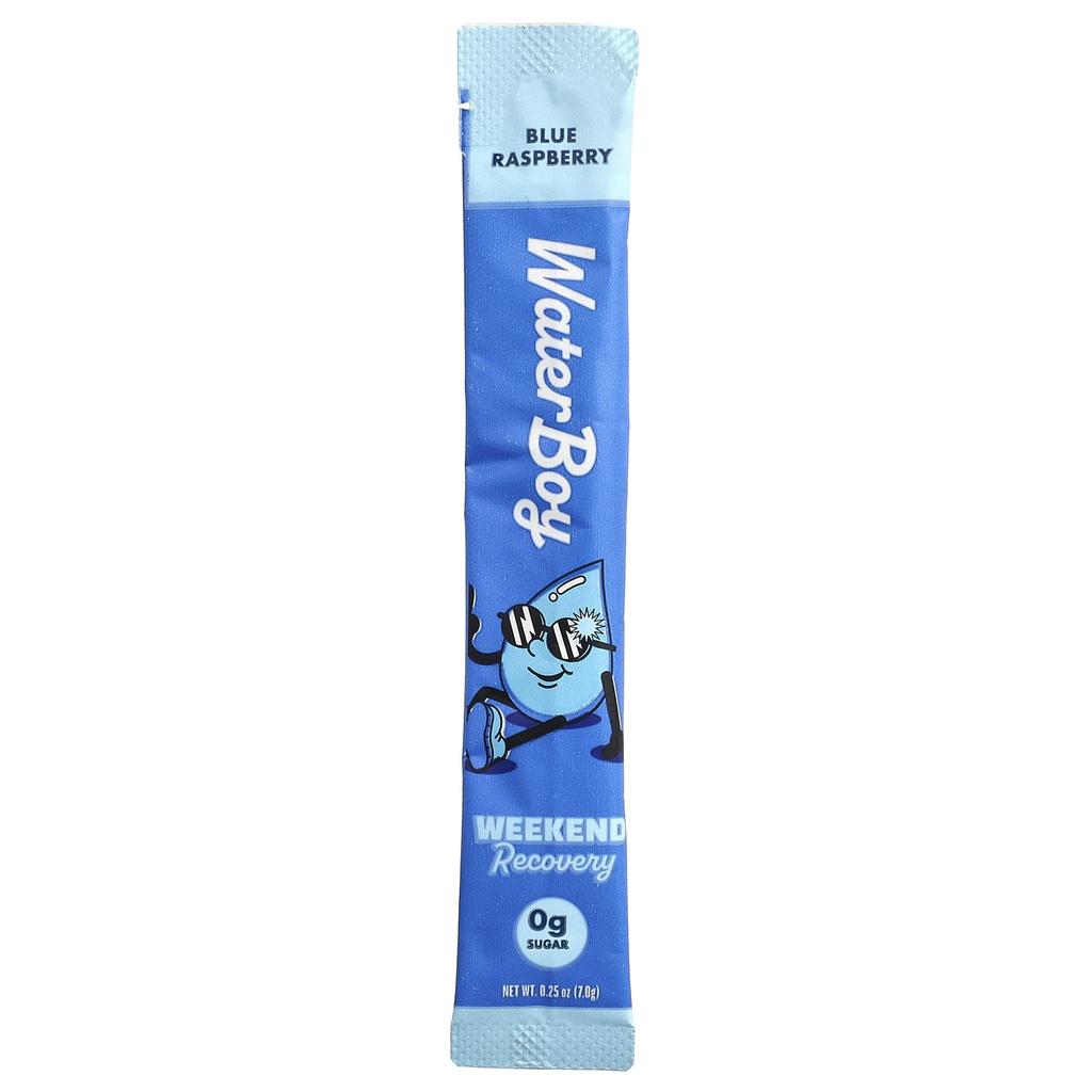 Waterboy, Weekend Recovery, Hydrating Electrolyte Drink Mix, Blue Raspberry, 8 Stick Packs, 7g (0.25oz) Each