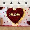 Mr & Mrs Wedding Backdrop with Red Rose Heart Design,Photo Background,Wall Decor,Party Supplies,Anniversary Backdrop,Reusable Wedding Decor