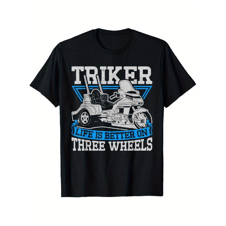 Triker - Life Is More Enjoyable on Three Wheels - Motorcycle Trike T-Shirt, Made of 100%, Perfect for Holiday Gifts, Unisex Top for Men, Women, Dads, S чёрный