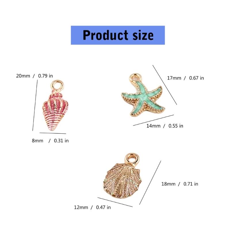 Colorful Alloy Bead Conch Shell Starfish Pendant for Bracelets Necklaces Keychains Handmade Jewelry Making Supplies