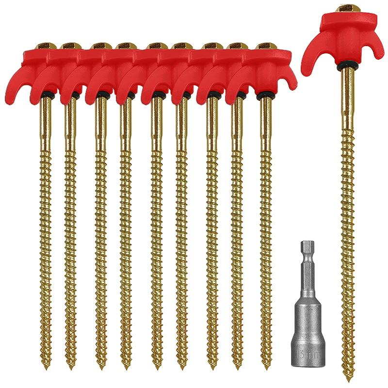 New Heavy Duty Spiral Screws With Hex Socket Stakes Ground Anchors Camping Stakes Tent Ground Nail Screw For Camping Tent Pegs