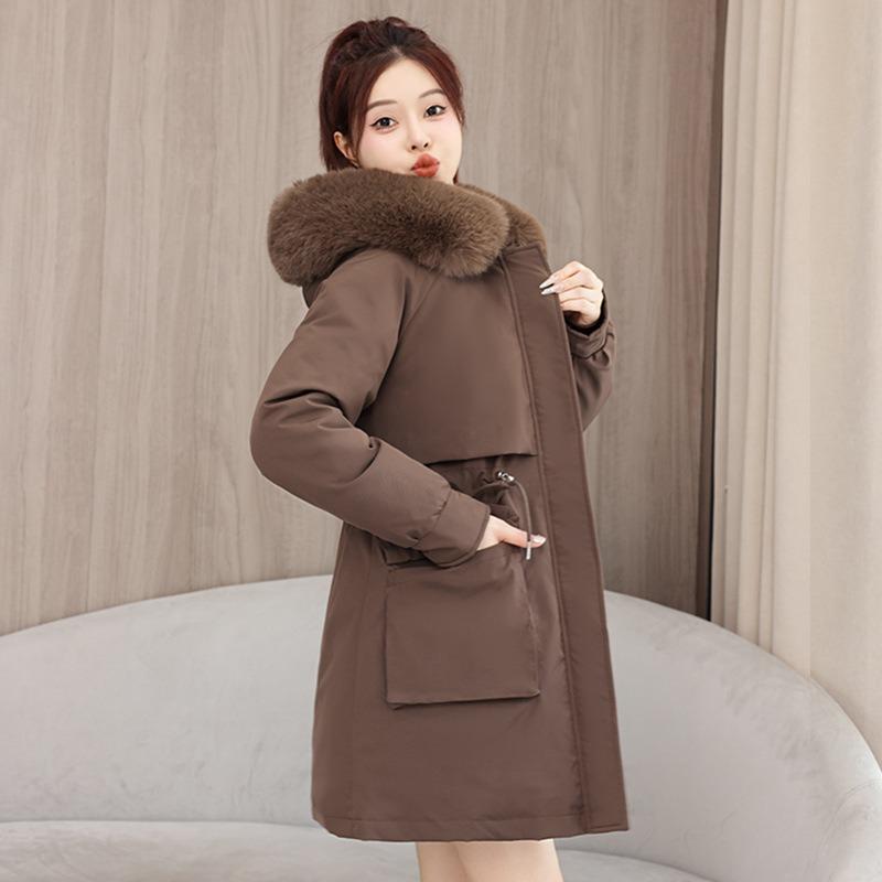 The New Pie Overcomes Women's Removable Liner, One Dress and Three Wears Winter Coat, Fur Collar Medium and Long Cotton-padded Pie Overcomes