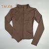 Women Sports Jacket Full Zip High Elasticity Yoga Jacket Stand Collar Slimming Fitness Top for Running Yoga Workout
