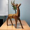 Reindeer Statue Resin Standing Deer Ornaments Creative Imitation Wood Geometric Deer Ornaments Christmas Reindeer Decorations