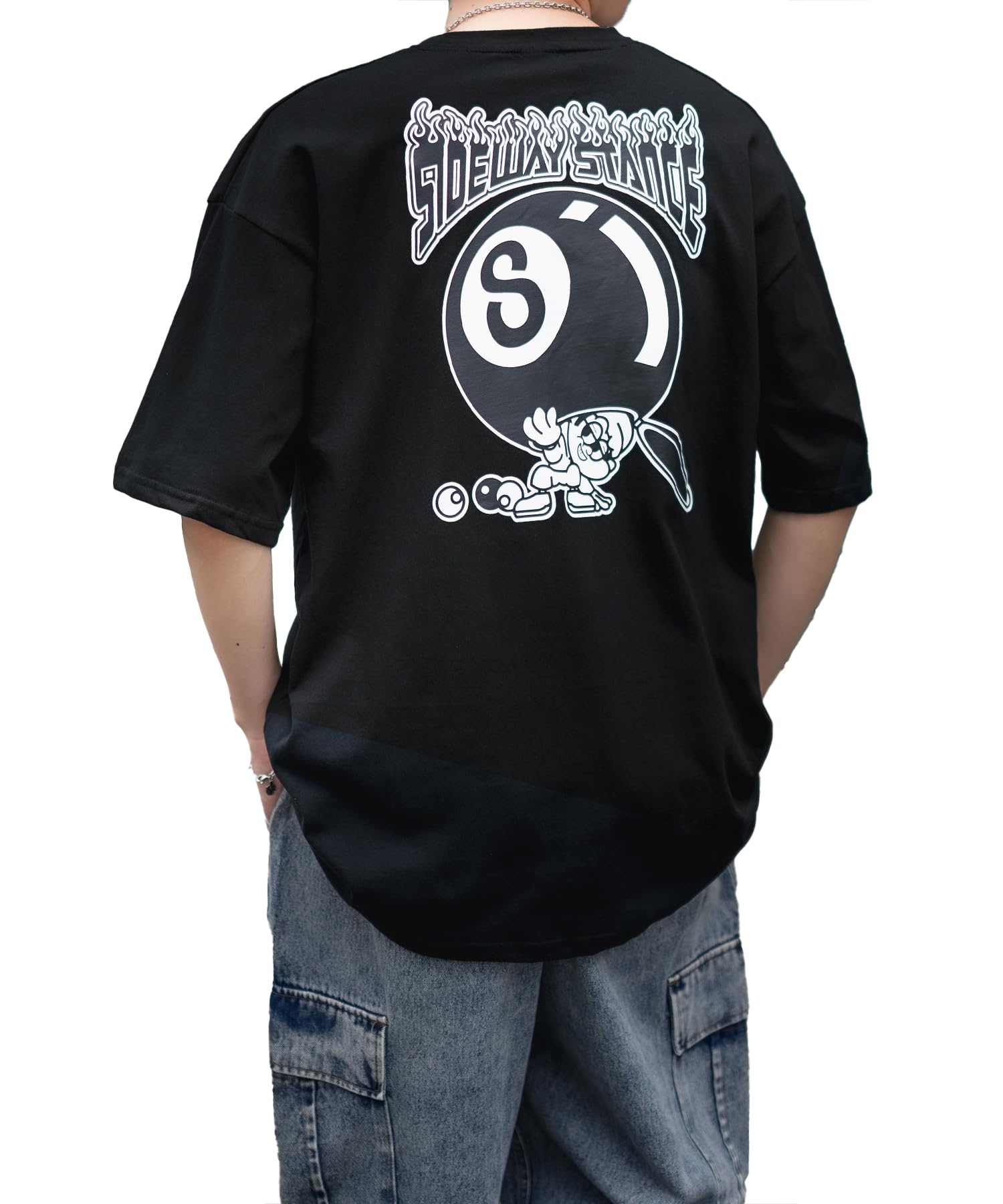 

IMPROMES SIDEWAYSTANCE Men s Short Sleeve Ball Print T-Shirt, Black, 70120