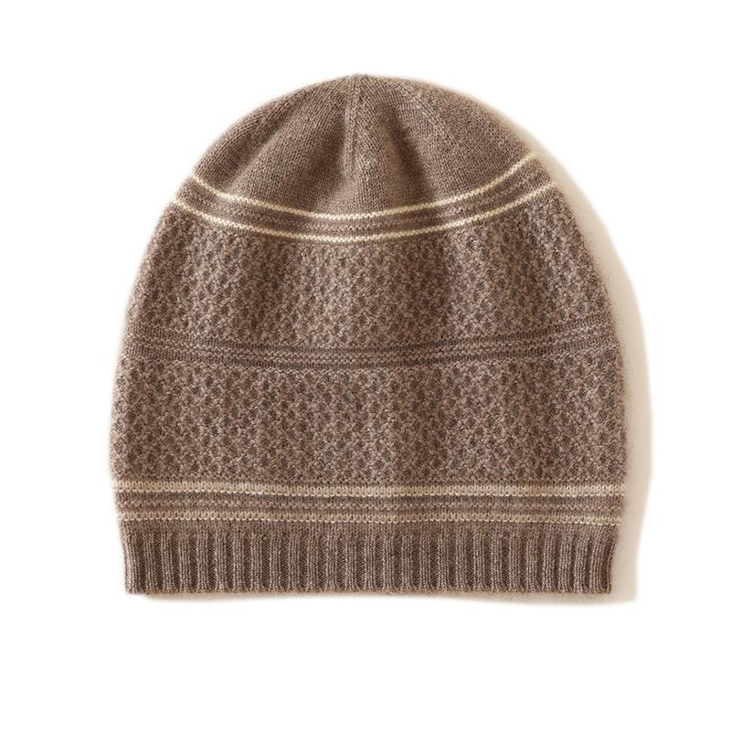

Cashmere Autumn and Winter New Style Women s High End Color Blocked Cable Hollow Out Warm Fashion Knitted Casual Hat One size