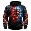 Erkekler İçin Ateşli Kuzgun Alev Tüyü Duman Gotik Tam Baskılı Kapüşonlu Uzun Kollu Büzgülü Sweatshirt Cadılar Bayramı Sokak Giyimi