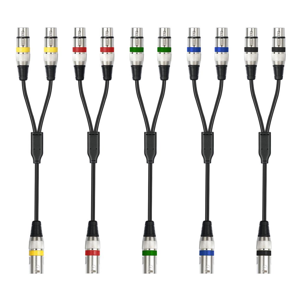 3Pin Male To Double Female Plug Y Splitters 50cm Adapters Cable Wire for Amplifiers R Headphones