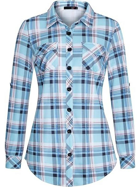 Top Rimodellante a Maniche Lunghe a Quadri Retrò da Donna Autunno/Inverno 2026