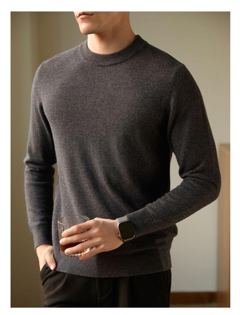 Men's Round Neck Knit Sweater: High-End Autumn Winter Style